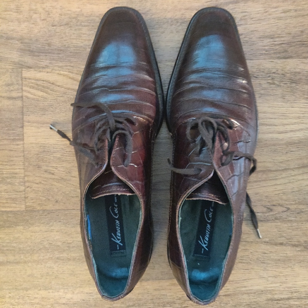 Kenneth Cole Brown Men's Crocodile Oxfords10
